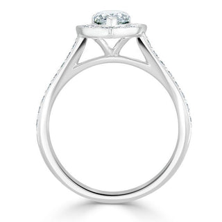 1.52 CT Pear Cut Halo Channel Pave Moissanite Engagement Ring - crownmoissanite