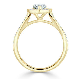 1.52 CT Pear Cut Halo Channel Pave Moissanite Engagement Ring - crownmoissanite