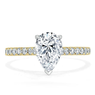 1.33 CT Pear Cut Solitaire Pave Setting Moissanite Engagement Ring - crownmoissanite