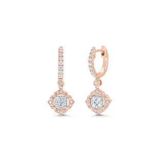 0.58 TCW Round Moissanite Diamond Drop Huggie Earrings - crownmoissanite