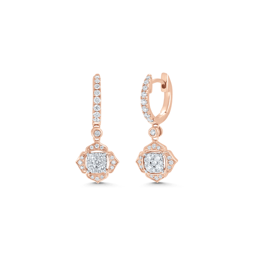 0.58 TCW Round Moissanite Diamond Drop Huggie Earrings - crownmoissanite