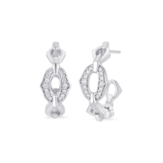 0.18 TCW Round Moissanite Diamond Link Hoop Earrings - crownmoissanite