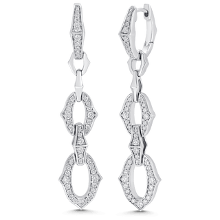 0.70 TCW Round Moissanite Diamond Link Drop Earrings - crownmoissanite