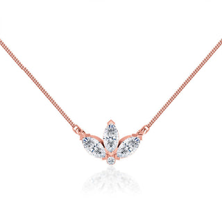 0.32 TCW Round & Marquise Moissanite Diamond Petal Style Necklace - crownmoissanite