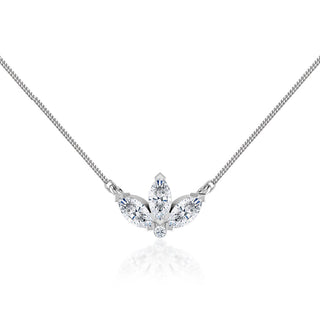 0.32 TCW Round & Marquise Moissanite Diamond Petal Style Necklace - crownmoissanite