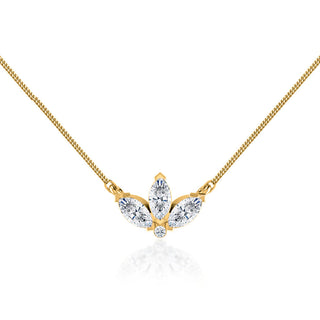 0.32 TCW Round & Marquise Moissanite Diamond Petal Style Necklace - crownmoissanite