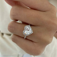 2.0 CT Heart Cut Halo Style Moissanite Engagement Ring - crownmoissanite