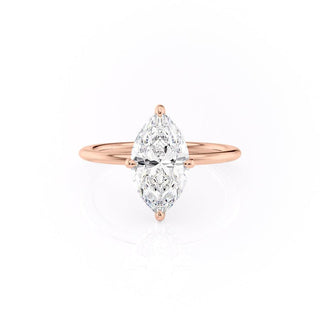 1.58 CT Marquise Cut Solitaire Hidden Halo Setting Moissanite Engagement Ring - crownmoissanite