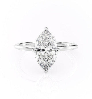 1.58 CT Marquise Cut Solitaire Hidden Halo Setting Moissanite Engagement Ring - crownmoissanite