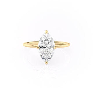 1.58 CT Marquise Cut Solitaire Hidden Halo Setting Moissanite Engagement Ring - crownmoissanite