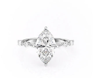 1.58 CT Marquise Shaped Moissanite Hidden Halo Engagement Ring - crownmoissanite