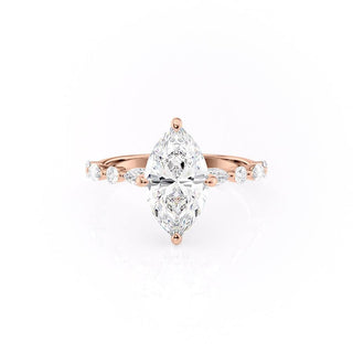 1.58 CT Marquise Shaped Moissanite Hidden Halo Engagement Ring - crownmoissanite