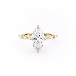 1.58 CT Marquise Shaped Moissanite Hidden Halo Engagement Ring - crownmoissanite