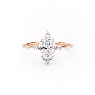1.58 CT Marquise Cut Solitaire Dainty Engagement Ring With Hidden Halo Setting - crownmoissanite