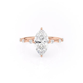 1.58 CT Marquise Shaped Moissanite Hidden Halo Engagement Ring - crownmoissanite