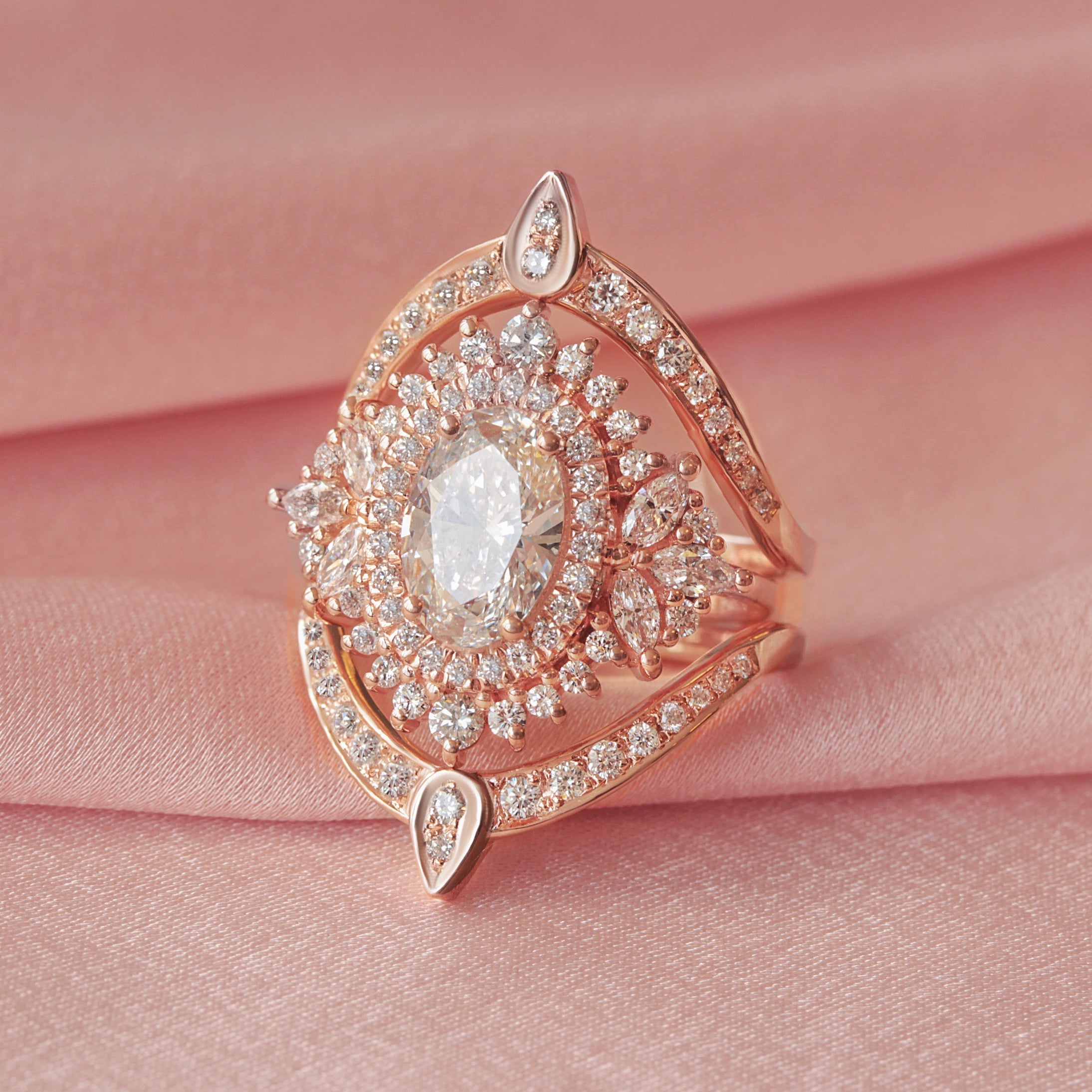 1.50 CT Oval Moissanite Double Halo Setting Engagement Ring