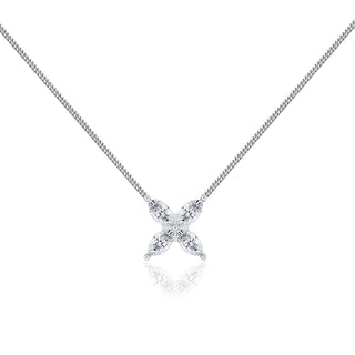 0.23 TCW Marquise Moissanite Diamond Flower Style Necklace - crownmoissanite