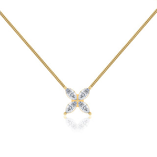 0.23 TCW Marquise Moissanite Diamond Flower Style Necklace - crownmoissanite