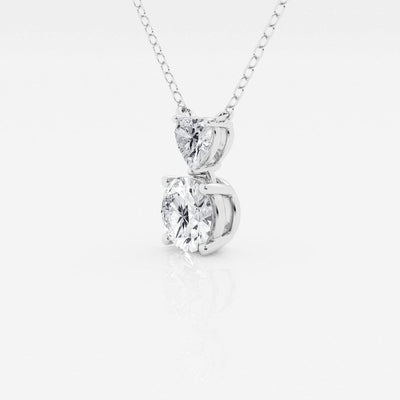 1.33 TCW Round & Heart Moissanite Diamond Two Stone Necklace - crownmoissanite