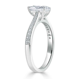 0.75 CT Pear Cut Solitaire Engagement Ring With Channel Pave Setting - crownmoissanite