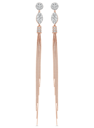 1.12 TCW Round Moissanite Diamond Tassel Earrings - crownmoissanite