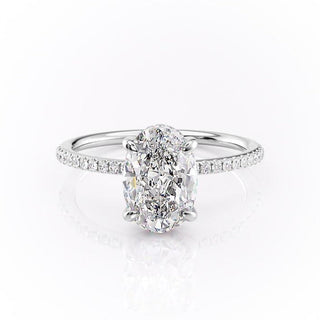 2.10 CT Oval Cut Solitaire & Pave Setting Moissanite Engagement Ring - crownmoissanite