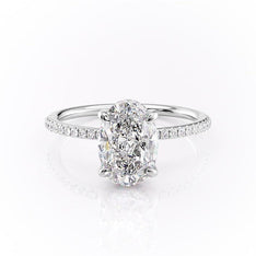 2.10 CT Oval Cut Solitaire & Pave Setting Moissanite Engagement Ring - crownmoissanite