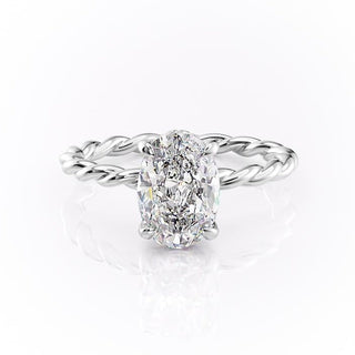 2.10 CT Oval Solitaire & Twisted Band Style Moissanite Engagement Ring - crownmoissanite