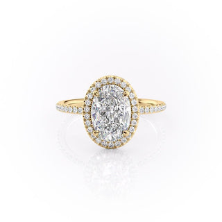 2.10 Oval Cut Halo Style Moissanite Engagement Ring - crownmoissanite