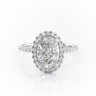 2.10 CT Oval Shaped Moissanite Halo Engagement Ring - crownmoissanite