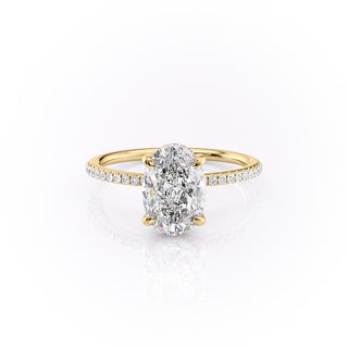 2.10 CT Oval Cut Solitaire & Pave Setting Moissanite Engagement Ring - crownmoissanite