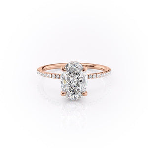 2.10 CT Oval Cut Solitaire & Pave Setting Moissanite Engagement Ring - crownmoissanite