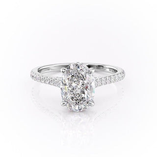 2.72 CT Oval Cut Pave Setting Moissanite Engagement Ring - crownmoissanite