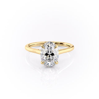 2.10 Oval Cut Solitaire Style Moissanite Engagement Ring - crownmoissanite