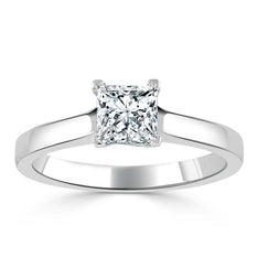1.0 CT Princess Cut Solitaire Moissanite Engagement Ring - crownmoissanite