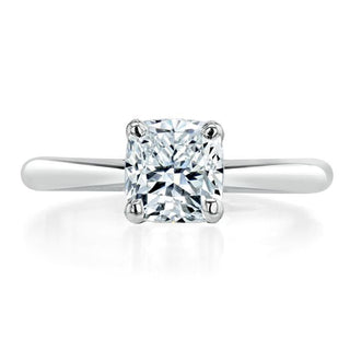 1.0 CT Cushion Cut Solitaire Moissanite Engagement Ring - crownmoissanite