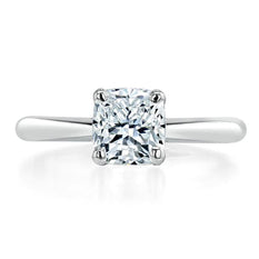 1.0 CT Cushion Cut Solitaire Moissanite Engagement Ring - crownmoissanite