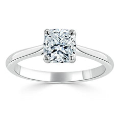 1.0 CT Cushion Cut Solitaire Moissanite Engagement Ring - crownmoissanite