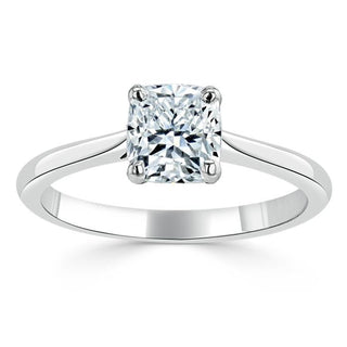 1.0 CT Cushion Shaped Moissanite Solitaire Engagement Ring - crownmoissanite