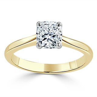 1.0 CT Cushion Cut Solitaire Moissanite Engagement Ring - crownmoissanite