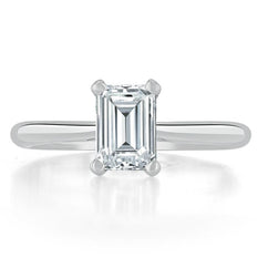 1.0 CT Emerald Cut Moissanite Solitaire Engagement Ring - crownmoissanite