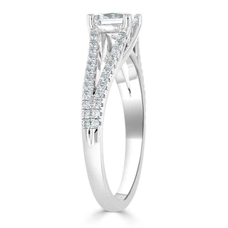 1.0 CT Princess Cut Solitaire Split Shank Setting Moissanite Engagement Ring - crownmoissanite