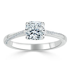 1.25 CT Cushion Shaped Moissanite Solitaire Engagement Ring - crownmoissanite