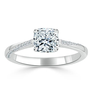 1.25 CT Cushion Shaped Moissanite Solitaire Engagement Ring - crownmoissanite