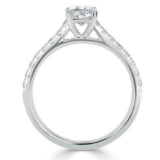 0.75 CT Cushion Cut Solitaire Moissanite Engagement Ring With Pave Setting - crownmoissanite