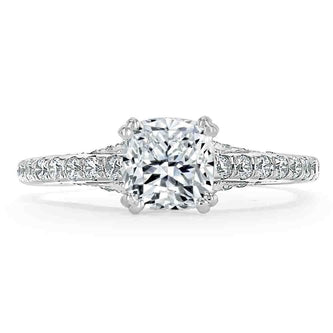 1.0 CT Cushion Shaped Moissanite Solitaire Engagement Ring - crownmoissanite