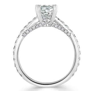 1.0 CT Cushion Cut Hidden Halo Pave Moissanite Engagement Ring - crownmoissanite