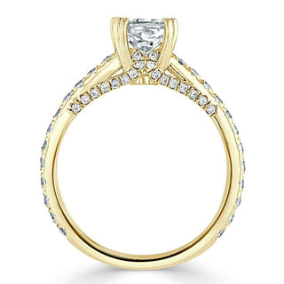 1.0 CT Cushion Cut Hidden Halo Pave Moissanite Engagement Ring - crownmoissanite