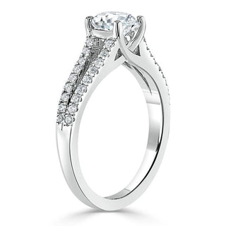 1.0 CT Cushion Cut Solitaire Split Shank Setting Moissanite Engagement Ring - crownmoissanite