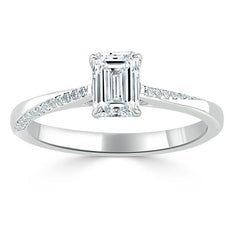 0.75 CT Emerald Cut Solitaire Moissanite Engagement Ring - crownmoissanite